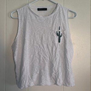 white, cactus, crop top